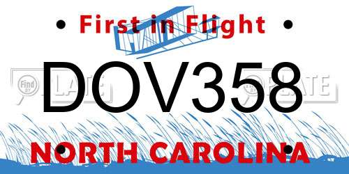 DOV358 North Carolina License Plate