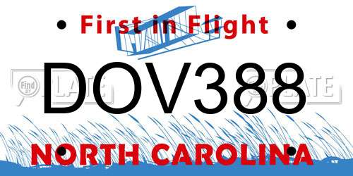 DOV388 North Carolina License Plate