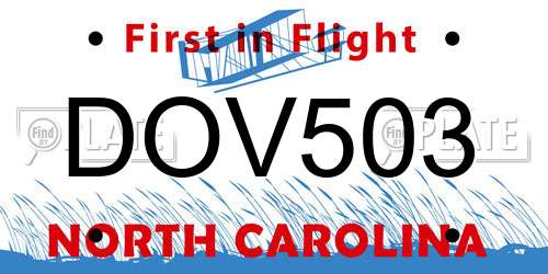 DOV503 North Carolina License Plate