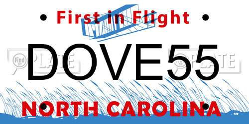 DOVE55 North Carolina License Plate