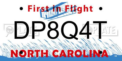 DP8Q4T North Carolina License Plate