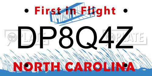 DP8Q4Z North Carolina License Plate