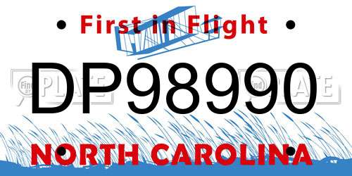 DP98990 North Carolina License Plate
