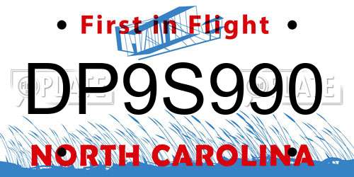 DP9S990 North Carolina License Plate