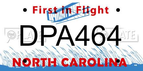 DPA464 North Carolina License Plate