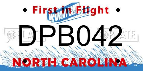 DPB042 North Carolina License Plate