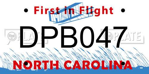 DPB047 North Carolina License Plate
