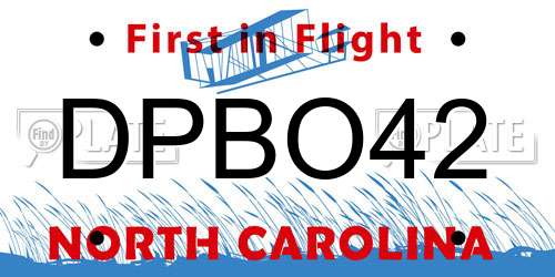 DPBO42 North Carolina License Plate