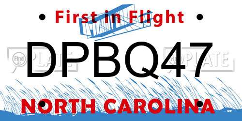 DPBQ47 North Carolina License Plate