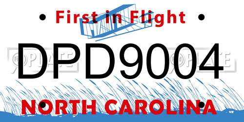 DPD9004 North Carolina License Plate