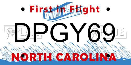 DPGY69 North Carolina License Plate