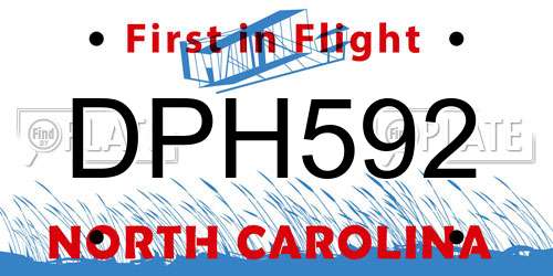DPH592 North Carolina License Plate