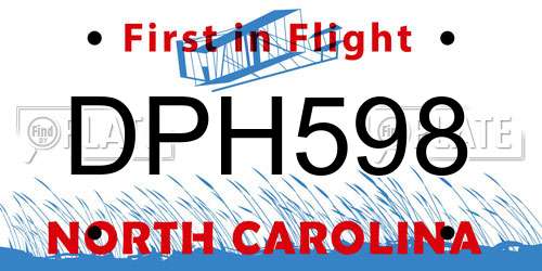 DPH598 North Carolina License Plate
