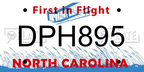 DPH895 North Carolina License Plate