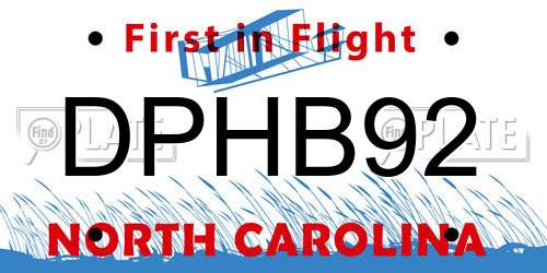 DPHB92 North Carolina License Plate