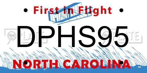 DPHS95 North Carolina License Plate
