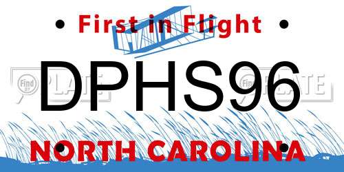 DPHS96 North Carolina License Plate