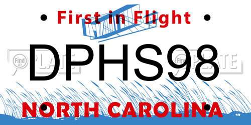 DPHS98 North Carolina License Plate