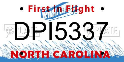 DPI5337 North Carolina License Plate