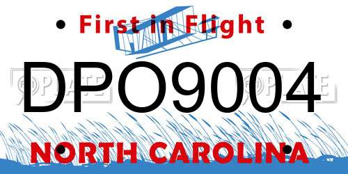 DPO9004 North Carolina License Plate