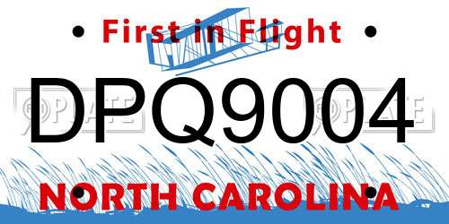 DPQ9004 North Carolina License Plate