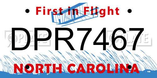DPR7467 North Carolina License Plate