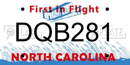 DQB281 North Carolina License Plate