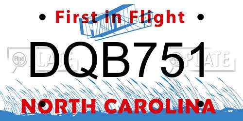 DQB751 North Carolina License Plate