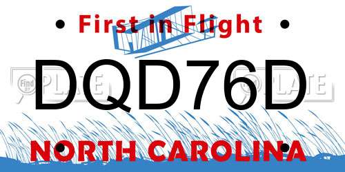 DQD76D North Carolina License Plate