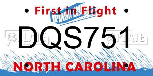 DQS751 North Carolina License Plate