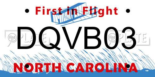 DQVB03 North Carolina License Plate
