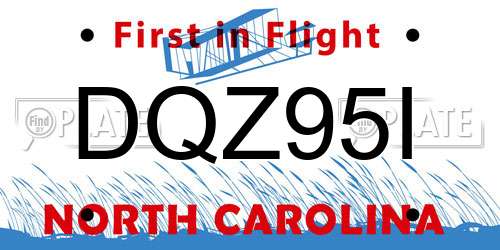 DQZ95I North Carolina License Plate