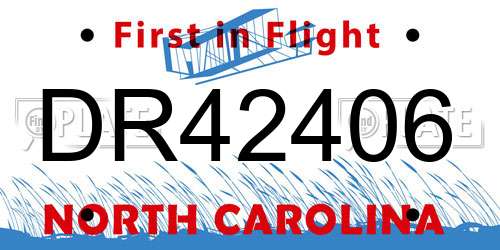 DR42406 North Carolina License Plate
