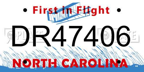 DR47406 North Carolina License Plate