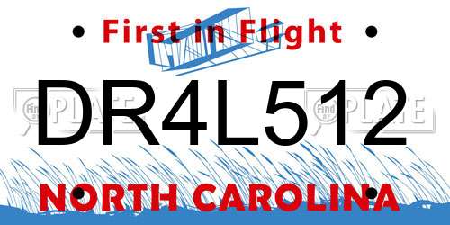 DR4L512 North Carolina License Plate