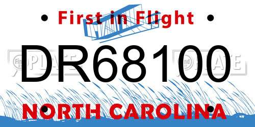 DR68100 North Carolina License Plate