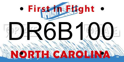 DR6B100 North Carolina License Plate