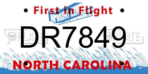 DR7849 North Carolina License Plate
