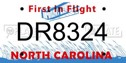 DR8324 North Carolina License Plate