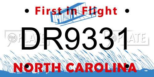 DR9331 North Carolina License Plate