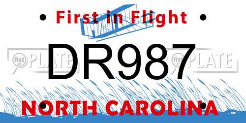 DR987 North Carolina License Plate