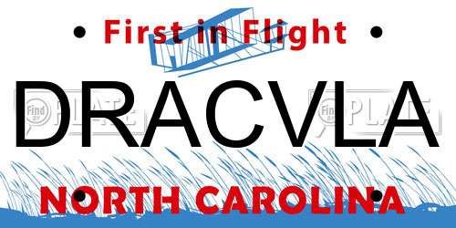 DRACVLA North Carolina License Plate