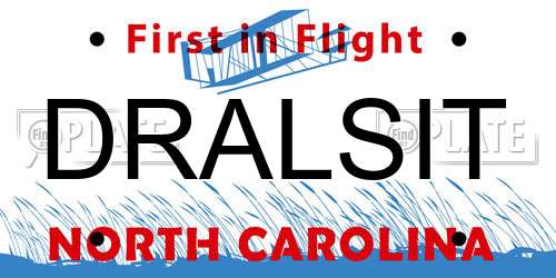 DRALSIT North Carolina License Plate