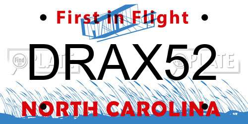 DRAX52 North Carolina License Plate