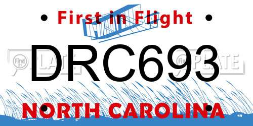 DRC693 North Carolina License Plate