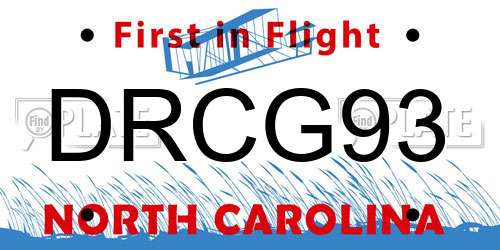 DRCG93 North Carolina License Plate