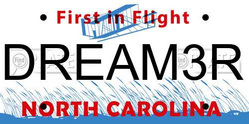 DREAM3R North Carolina License Plate