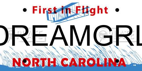DREAMGRL North Carolina License Plate