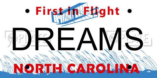 DREAMS North Carolina License Plate
