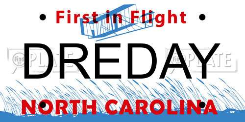 DREDAY North Carolina License Plate